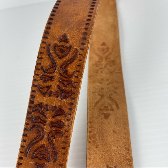 Leather Brown Pattern Boho Belt 92cm - Picture 6 of 7